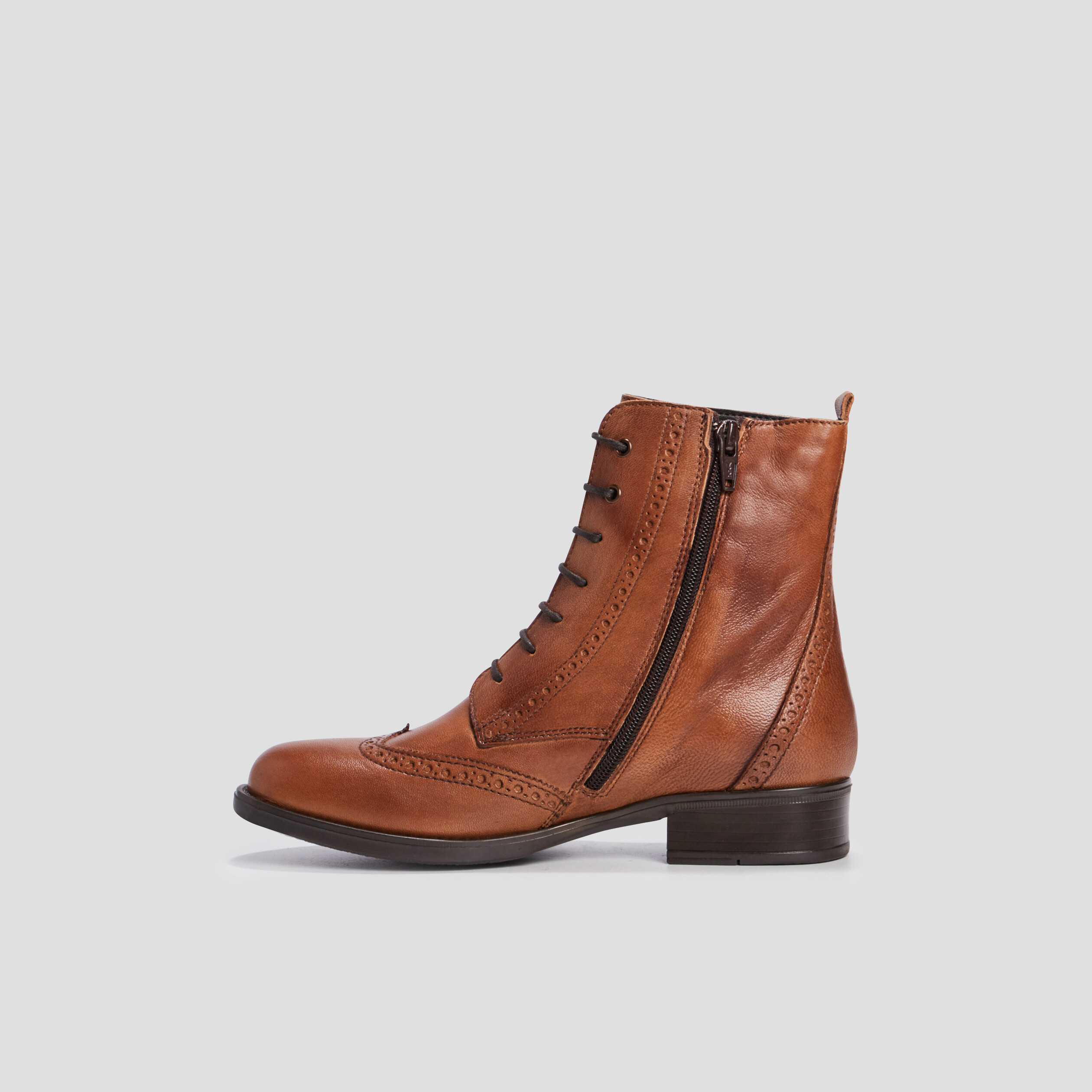Bottines zippées en cuir camel fille | La Halle