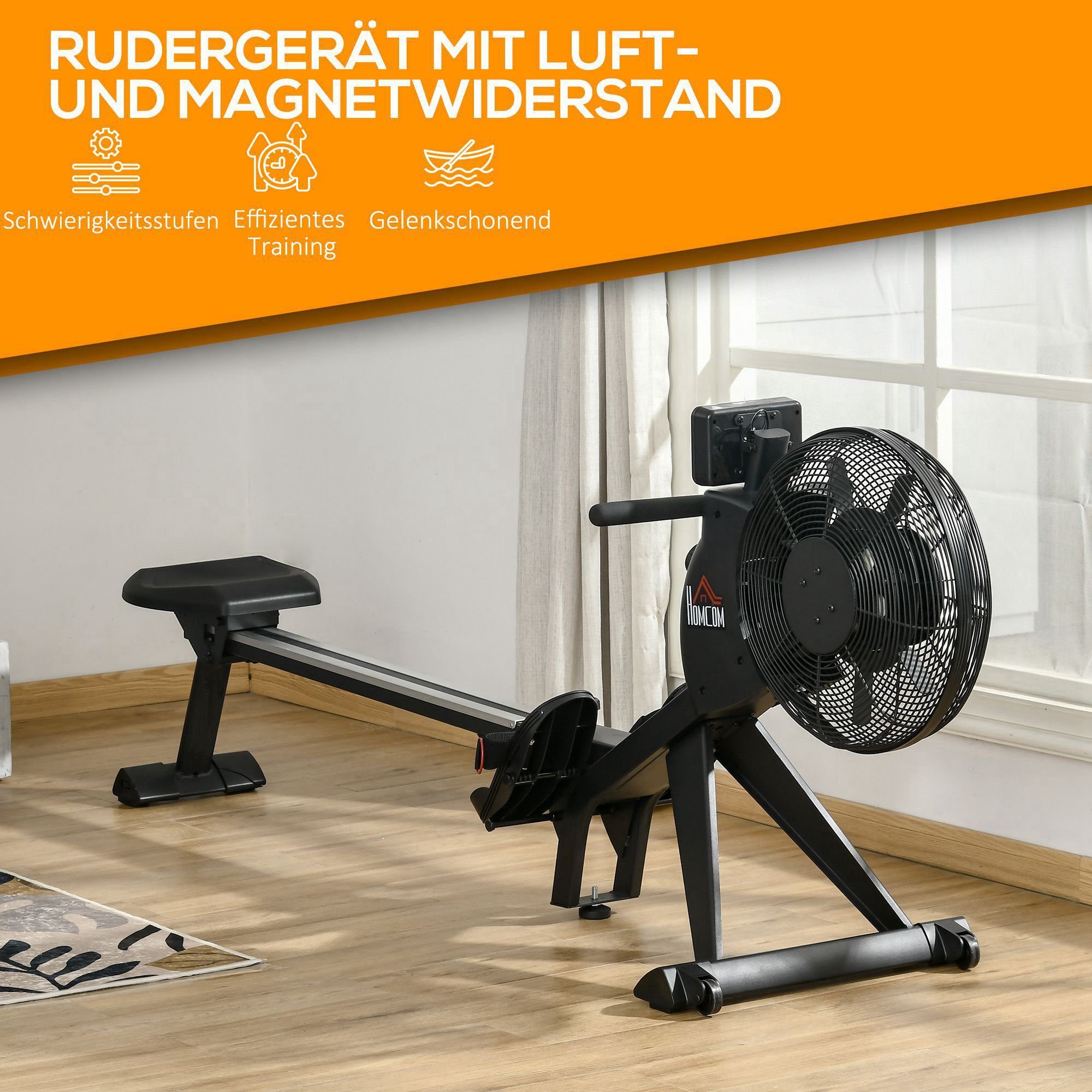HOMCOM Rudergerät Rudergerät (Set, 1-tlg., 1 x Rudergerät), mit LCD-Anzeige