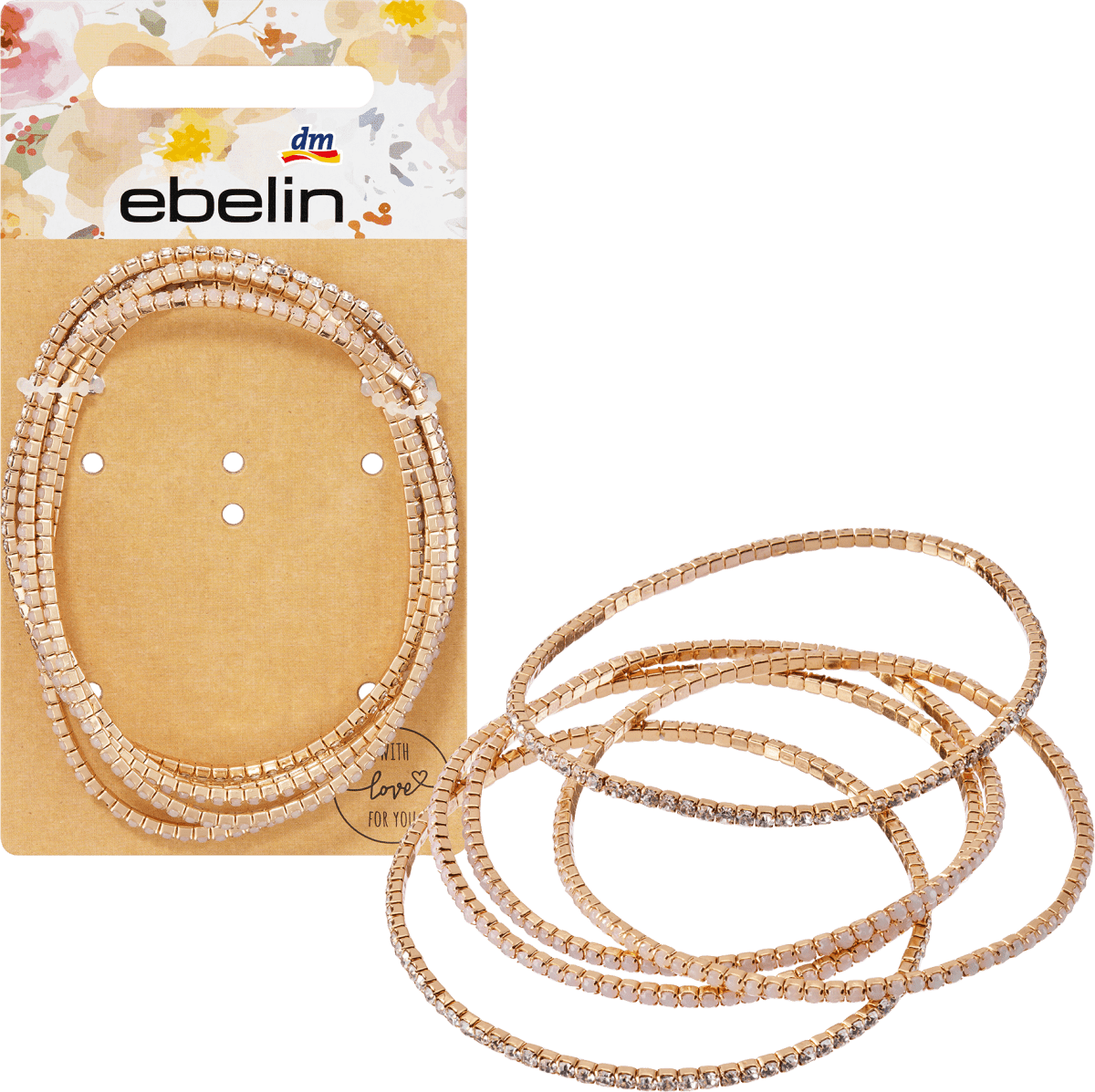 Armbänder elastisch mit Glitzersteinchen, 5 St