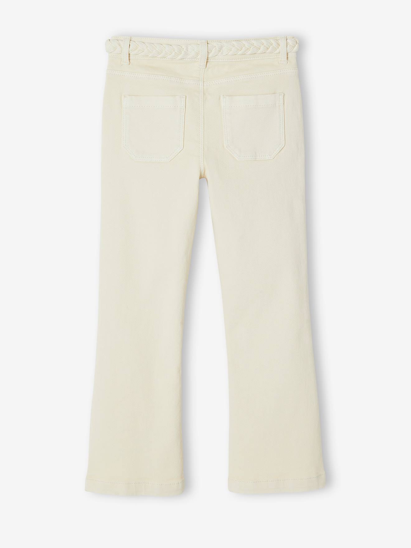 Vertbaudet Mädchen Flare-Hose mit Gürtel - wollweiß