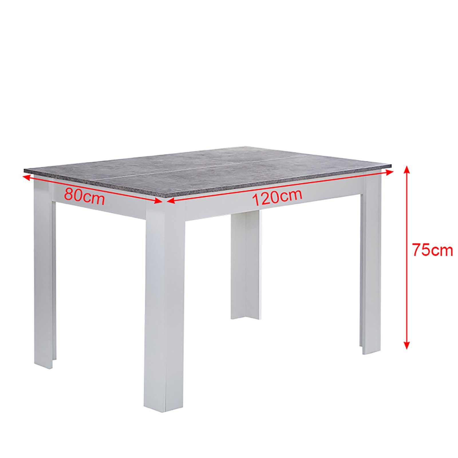 CLIPOP Esstisch Esszimmertisch, 120x80x75cm Küchentisch