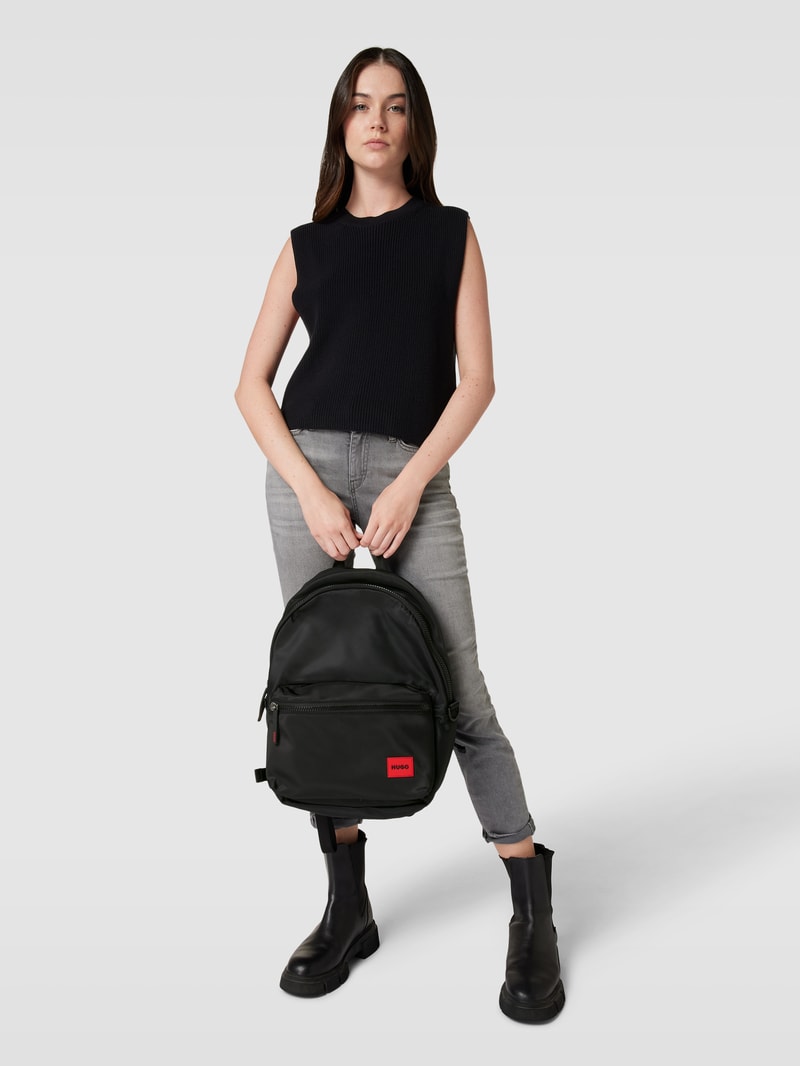 Rucksack mit Label-Detail Modell 'Erik' in schwarz