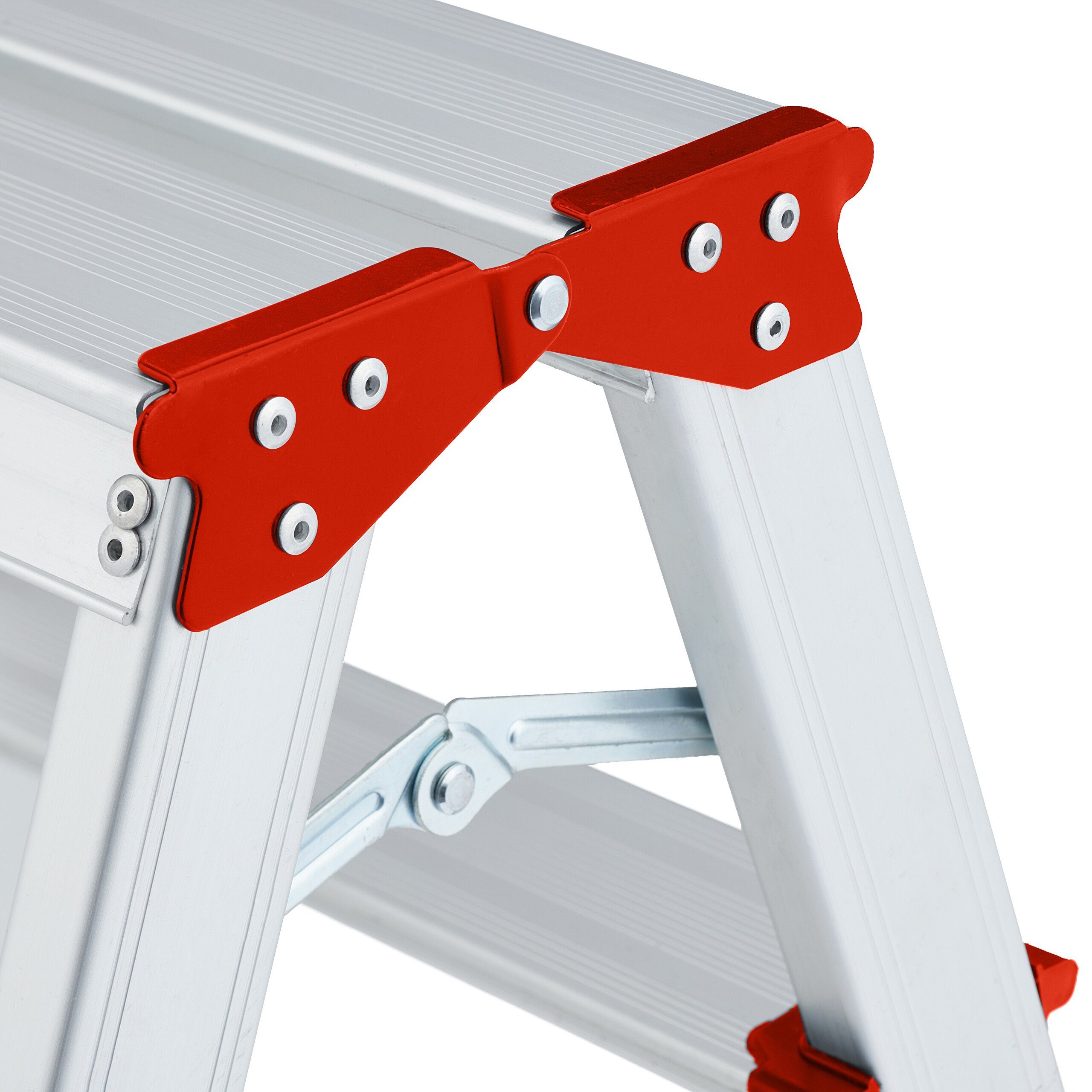 relaxdays Bockleiter Klappbare Trittleiter aus Aluminium, 4 Stufen