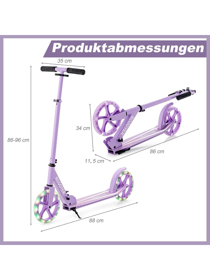 COSTWAY Roller mit 2 LED Rädern ab 10 Jahre in Lila günstig kaufen onesize