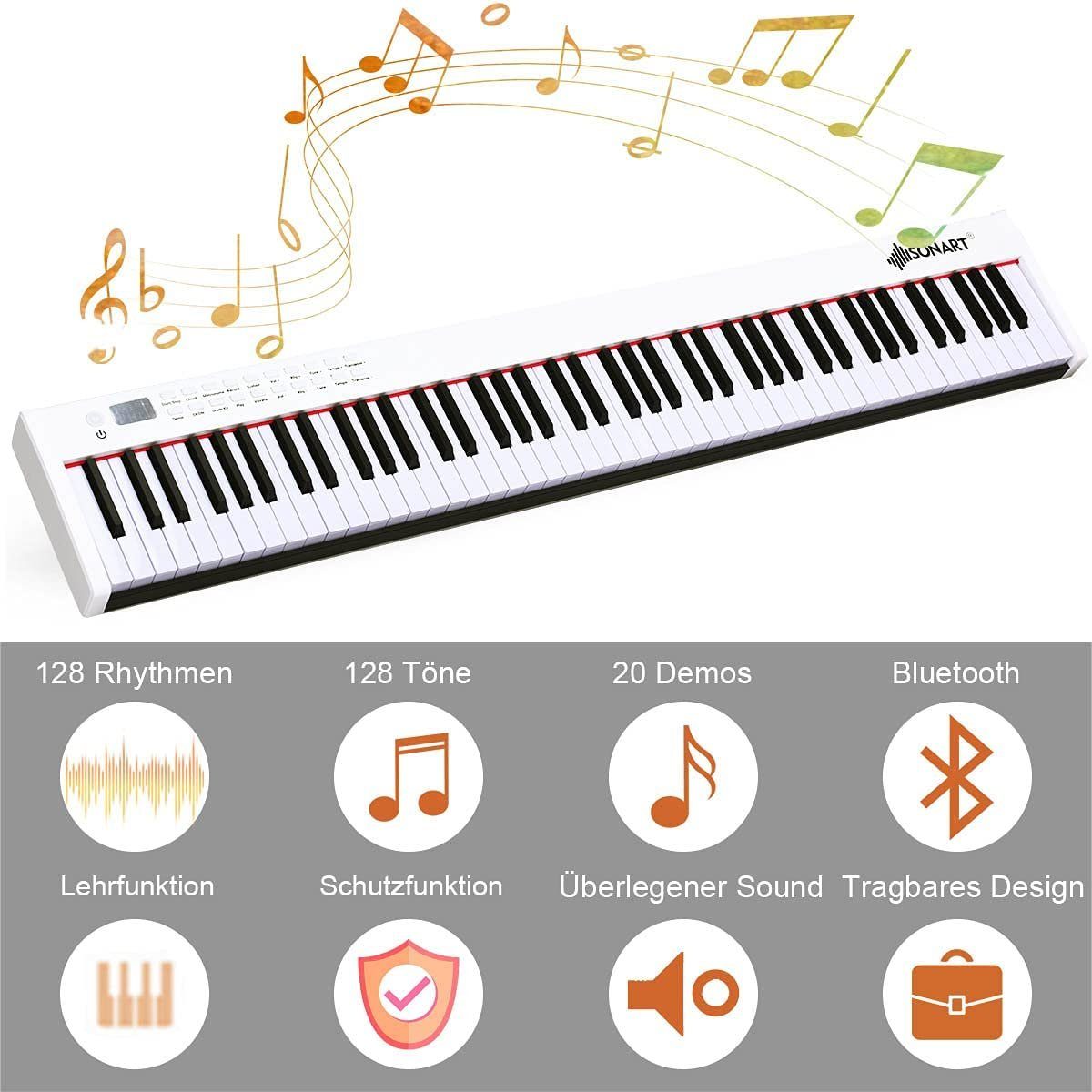 COSTWAY Home Keyboard, 88 Tastatur, mit 128 Rhythmen & Töne