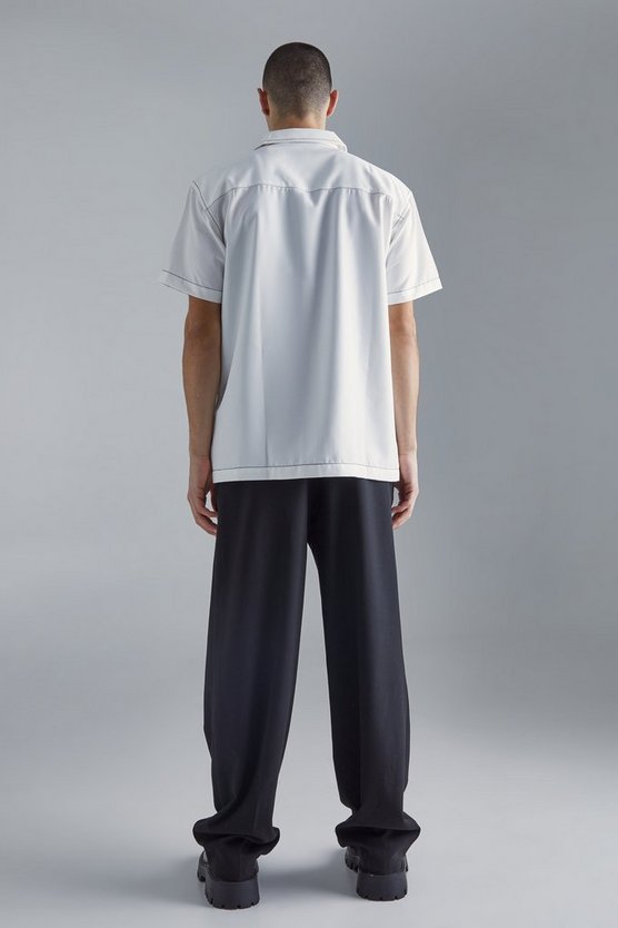 Oversize Twill-Hemd mit Kontrast-Naht
