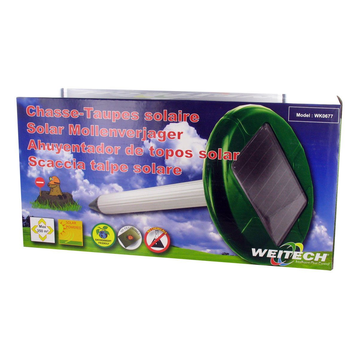 WEITECH Ultraschall-Tierabwehr Solar Maulwurf & Wühlmaus Vertreiber