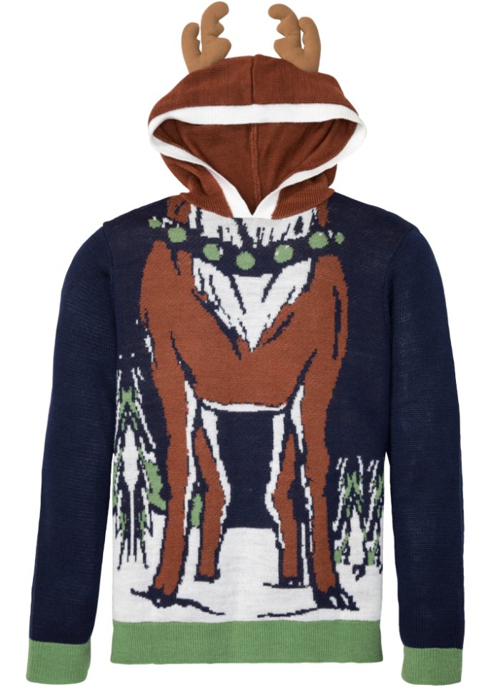 Kapuzen-Pullover mit Weihnachtsmotiv aus recyceltem Polyester