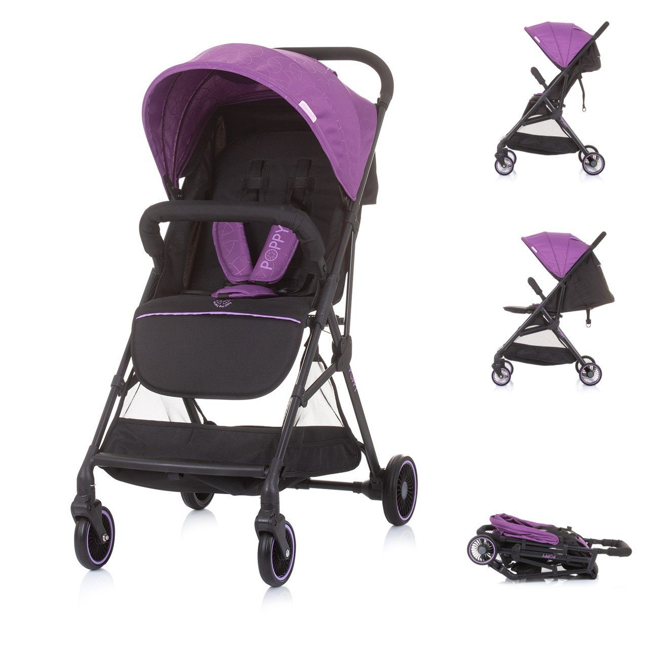 Chipolino Kinder-Buggy Kinderwagen Poppy klappbar, Korb, Sonnendach, 5-Punkt-Gurt