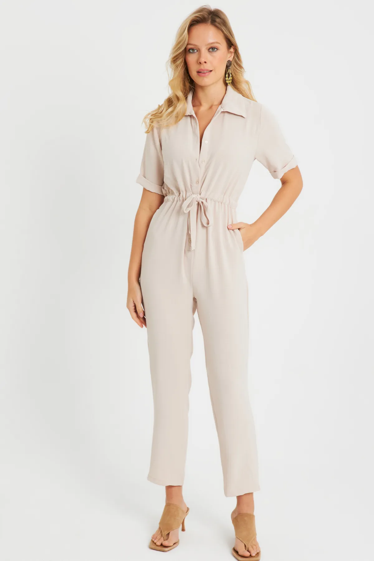 Cool & Sexy  Jumpsuit - Beige - Regular Fit