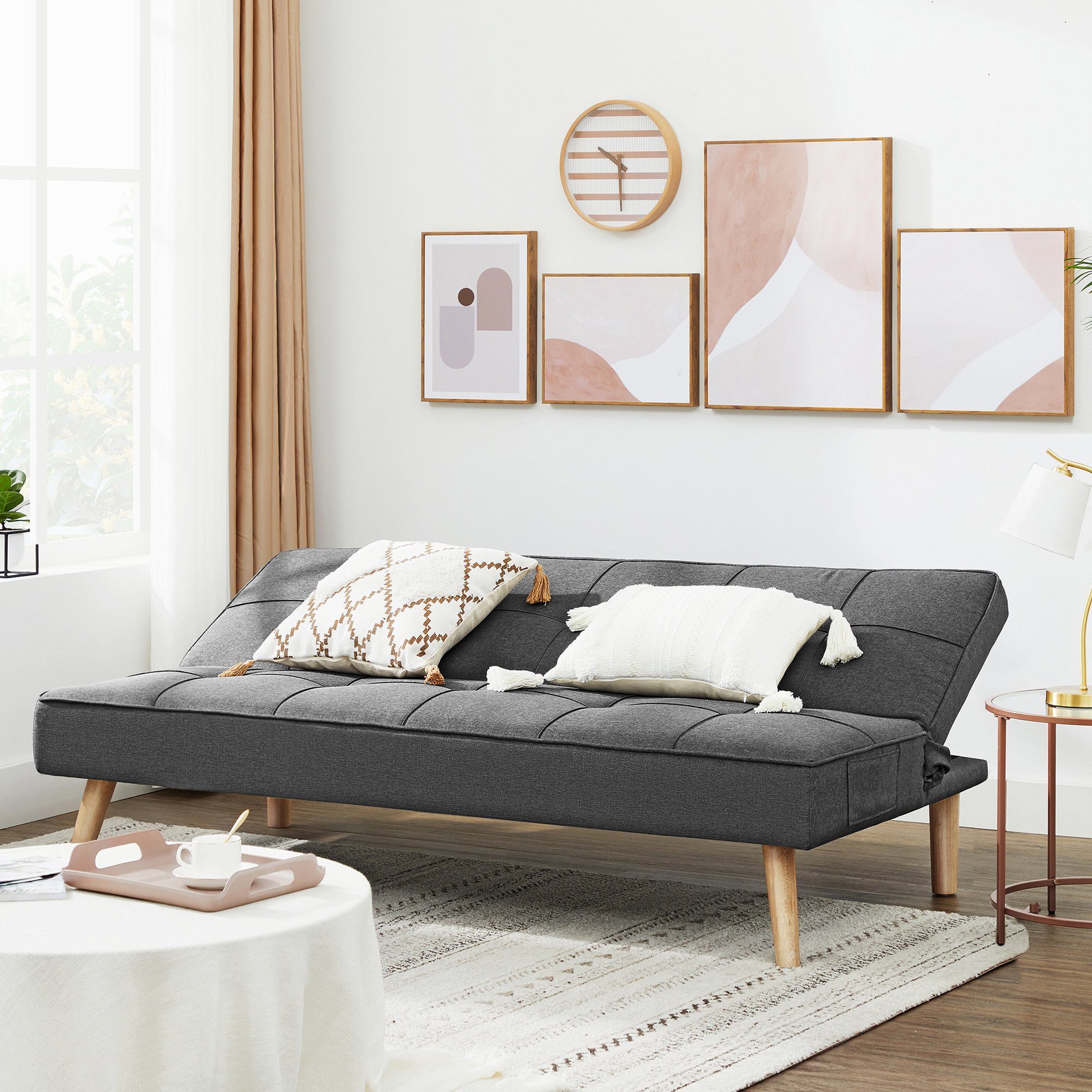 VASAGLE Schlafsofa, Schlafsofa, Bettsofa, 175 x 83 x 76 cm, Baumwoll-Leinen-Mischgewebe