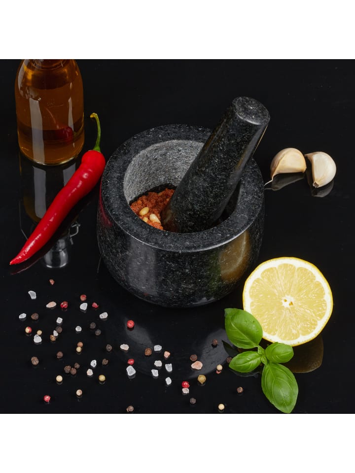 relaxdays Mörser mit Stößel in Schwarz - Ø 12 cm günstig kaufen onesize