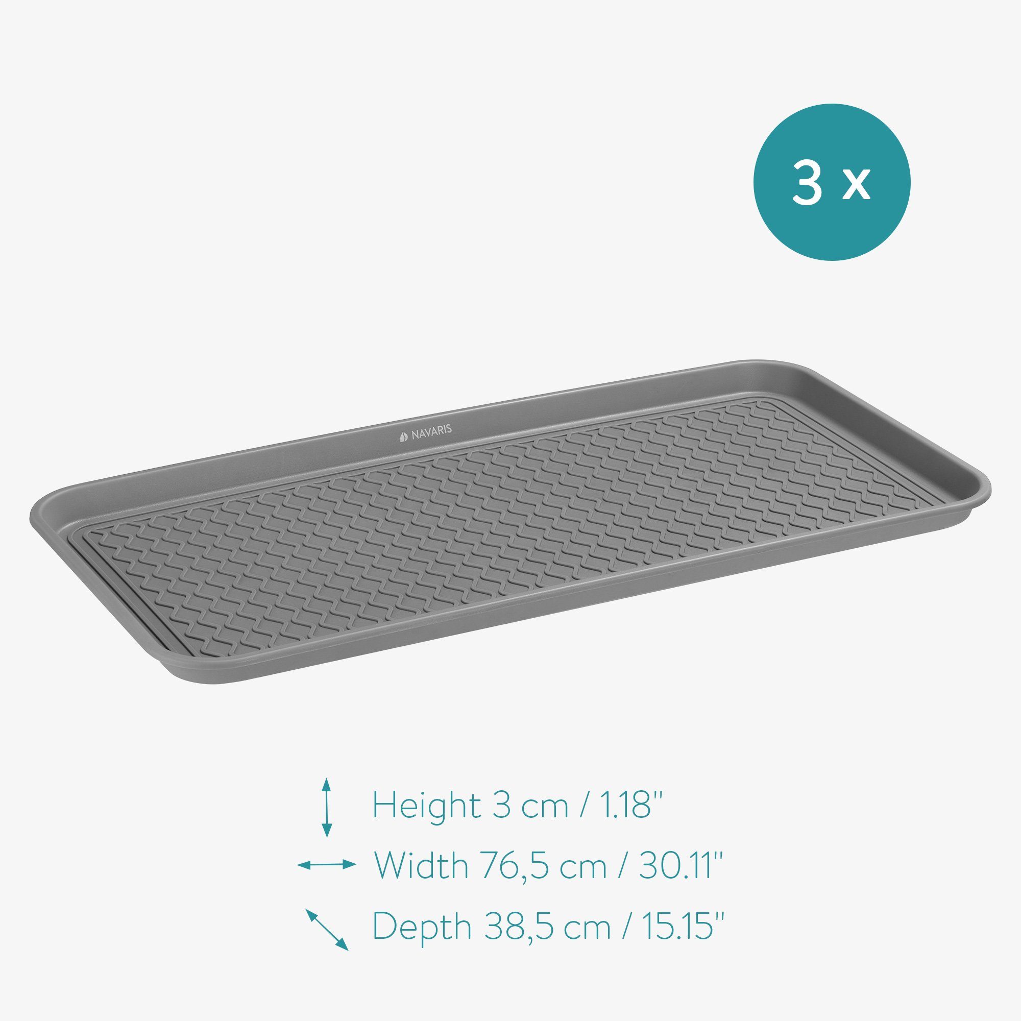 Navaris Schuhabtropfschale Schuhabtropfschale 3er Set mit erhöhtem Rand - Abtropfschale