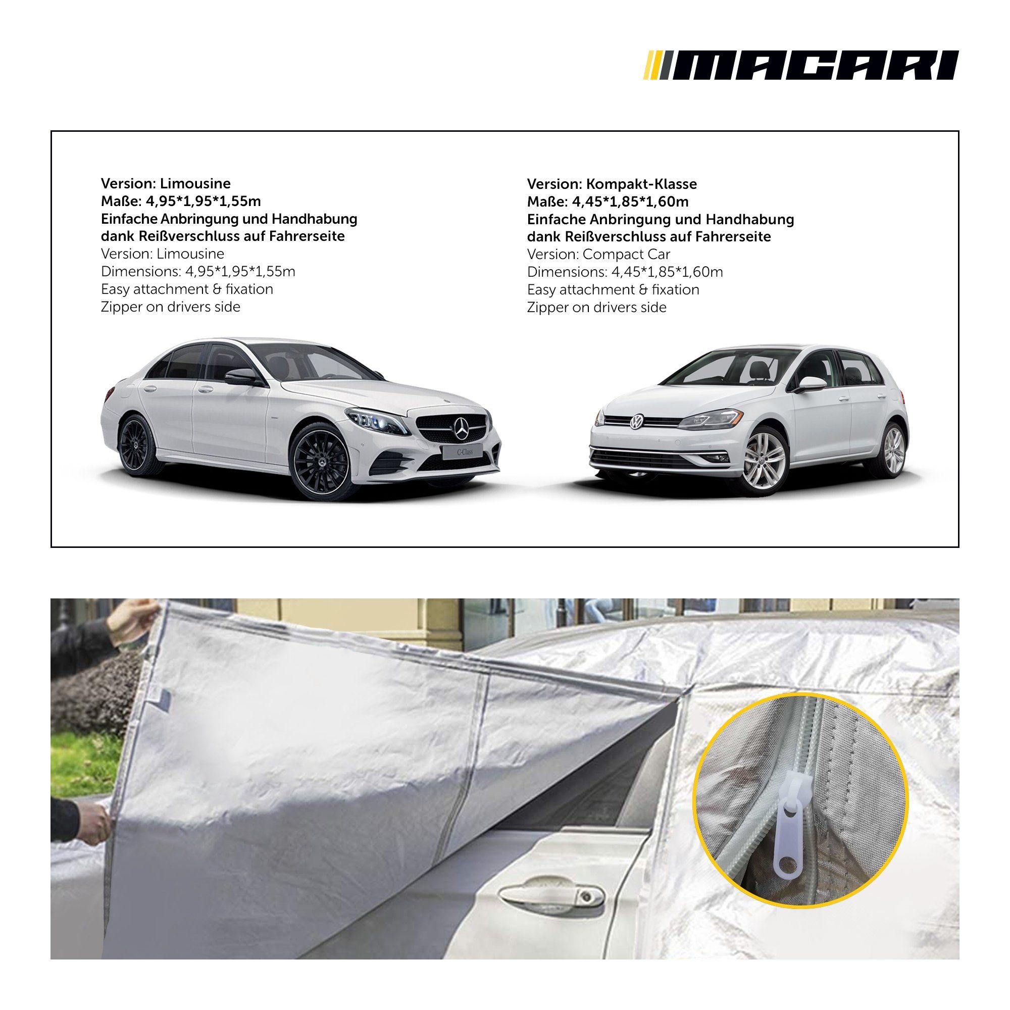 Macari Autosonnenschutz Autoabdeckung Auto Abdeckplane Auto Garage Abdeckung Autoplane