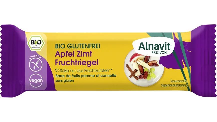 Alnavit Bio Apfel Zimt Fruchtriegel glutenfrei 40 g
