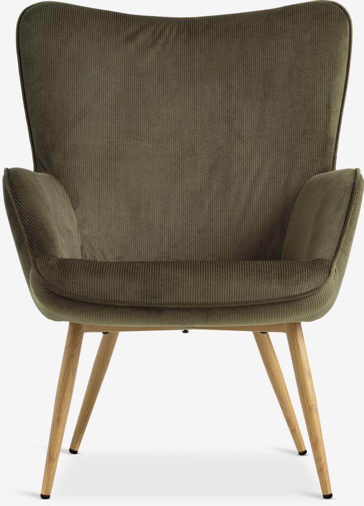 HUNDESTED fauteuil HUNDESTED velours côtelé vert/chêne