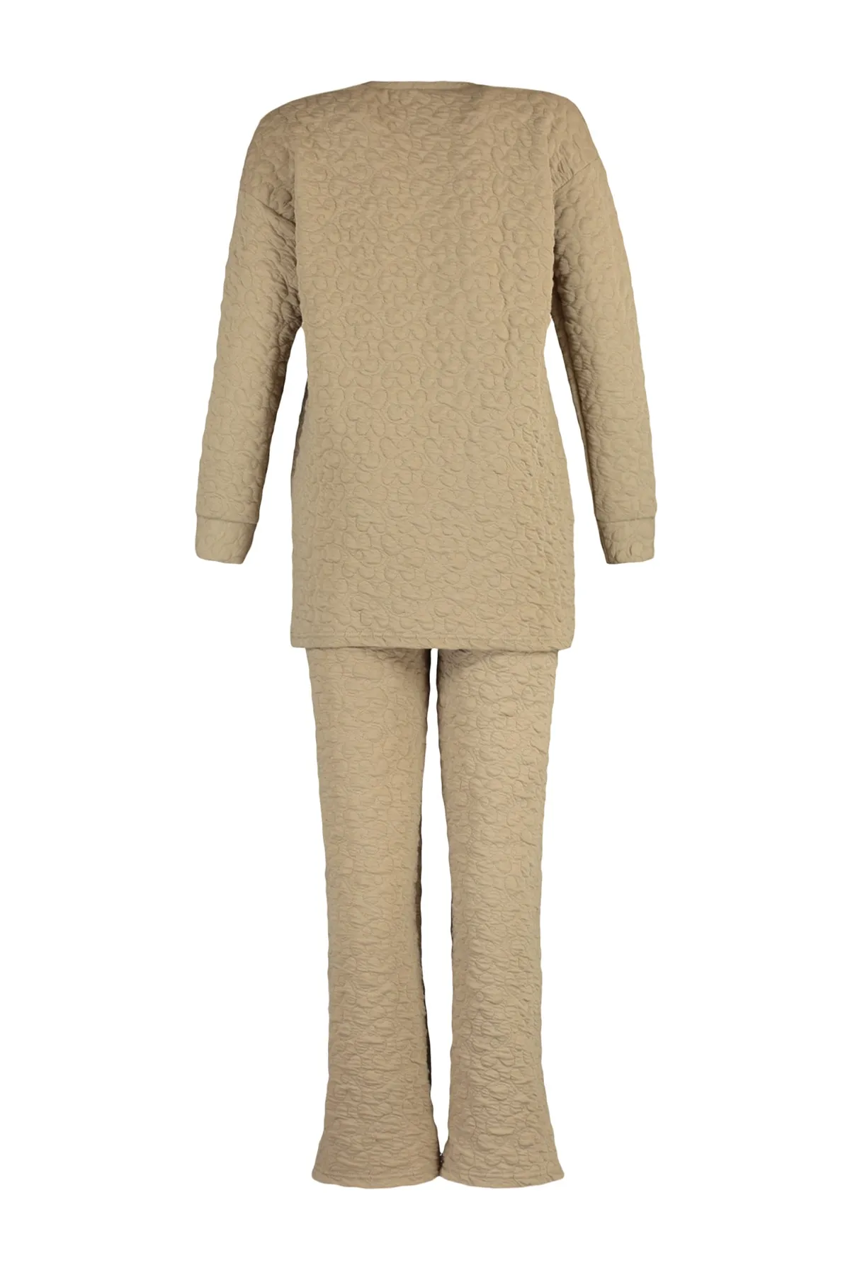 Trendyol Modest  Nerzfarbenes, gestepptes Tunika-Hosen-Strickset TCTAW23US00200