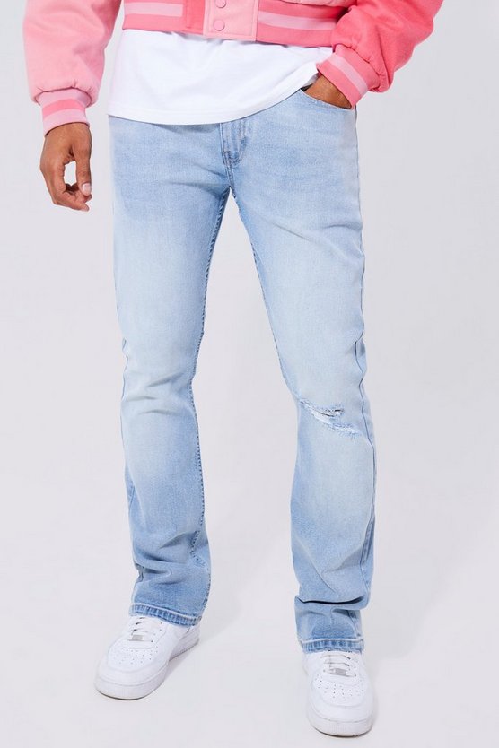 Skinny Schlagjeans mit Riss am Knie