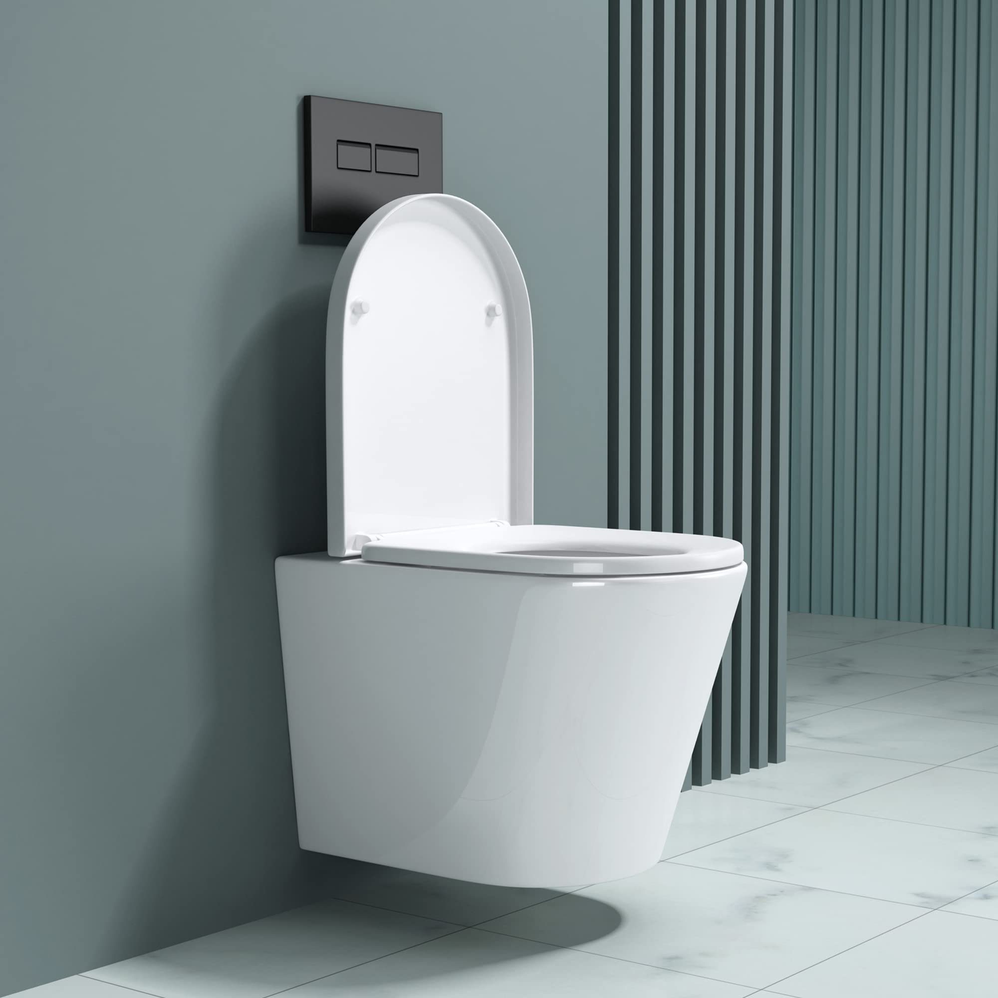 doporro Tiefspül-WC WC Spülrandlos Wand-WC Aachen inkl. Softclose Keramik Aachen, wandhängend, Wandmontage