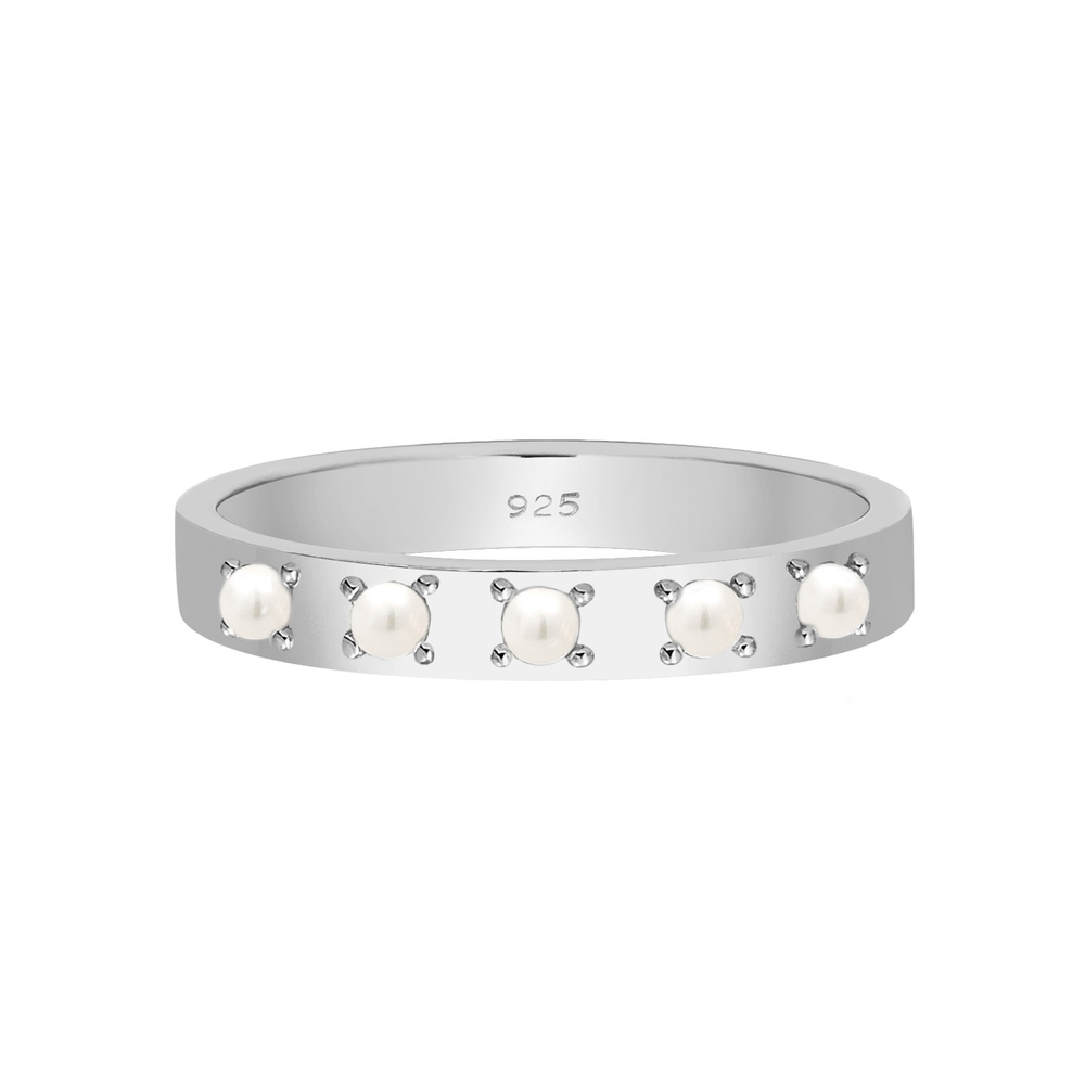 Elli Elli Bague Femme Élegante et Simple avec des perles synthétiques en Argent Sterli Bague