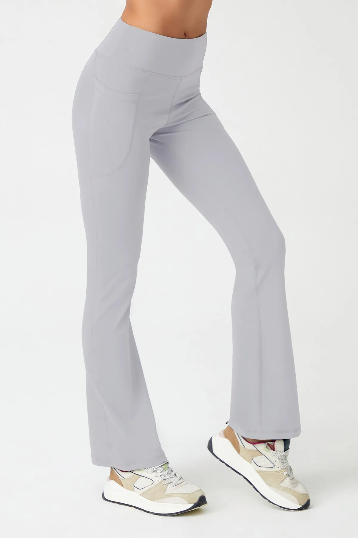 LOS OJOS  Glättende Bootcut-Strumpfhose mit ausgestelltem Bein und doppelter Tasche für Damen in Grau