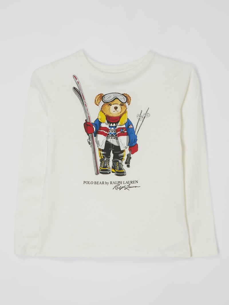 Longsleeve mit 'Polo Bear'-Print in offwhite
