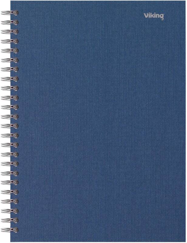 Viking Notizbuch DIN A5  Kariert Doppeldraht Seitlich gebunden Papier Hardback Marineblau Perforiert 160 Seiten