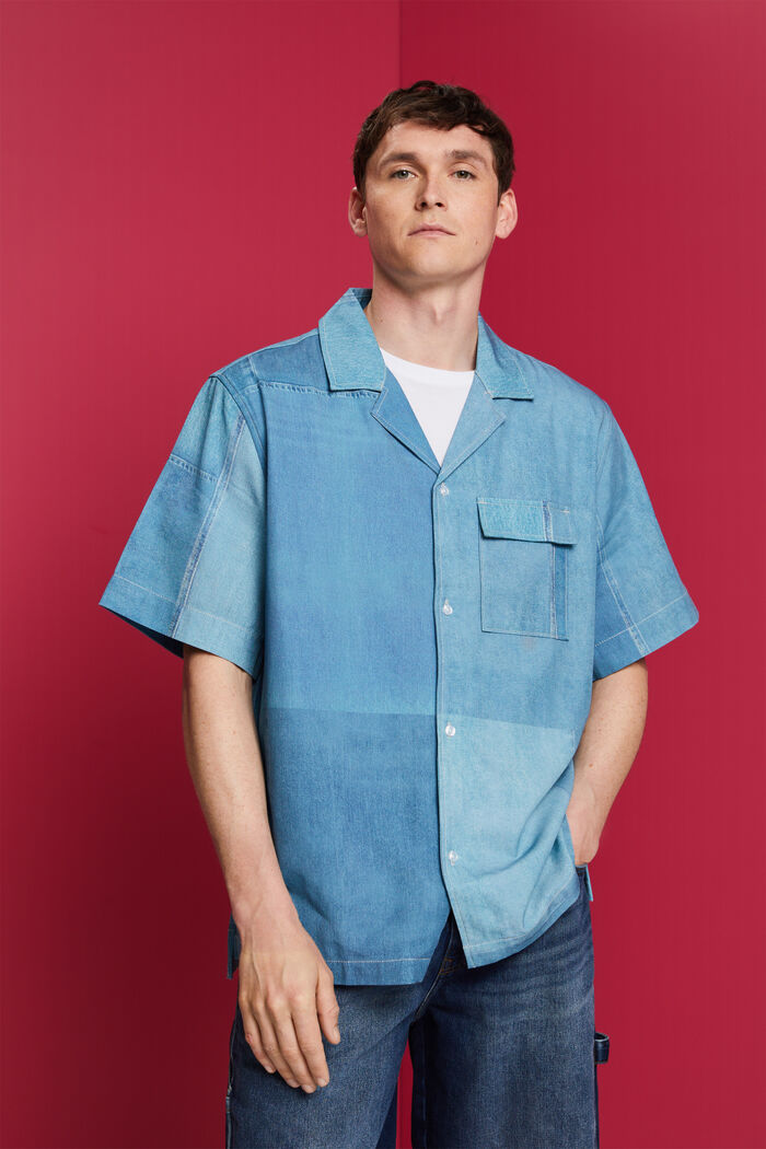Hemd mit durchgehendem Denim-Print