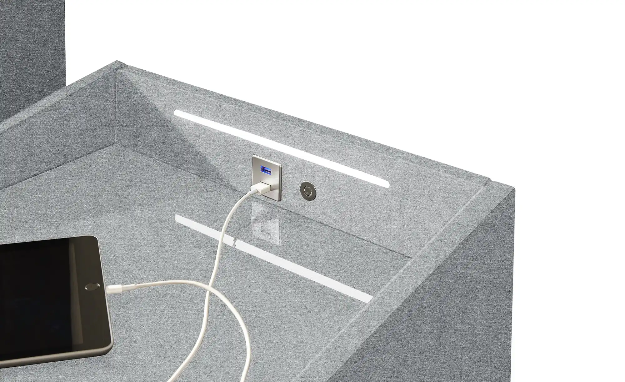 Kollektion Kraft Nachtkonsole mit LED-Beleuchtung und USB-Ladeanschlüssen