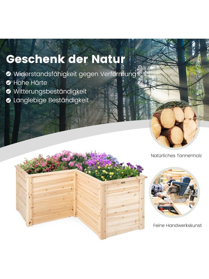 COSTWAY Hochbeet L-förmig in Beige günstig kaufen onesize
