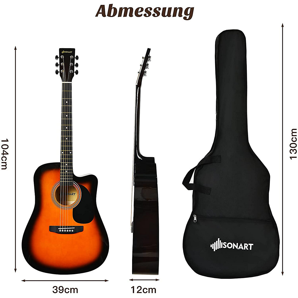 Akustikgitarre 41 Zoll mit Plektrum