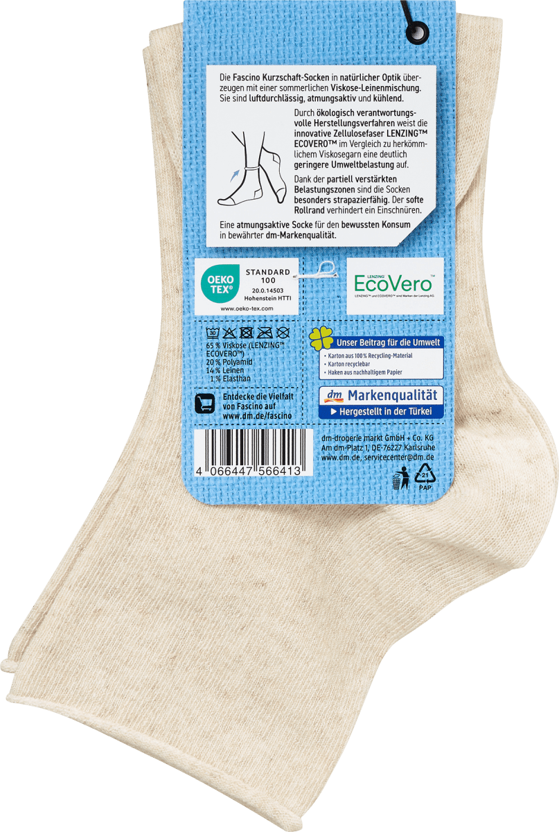 Socken mit Viskose-Leinen-Mischung beige Gr. 39-42, 1 St