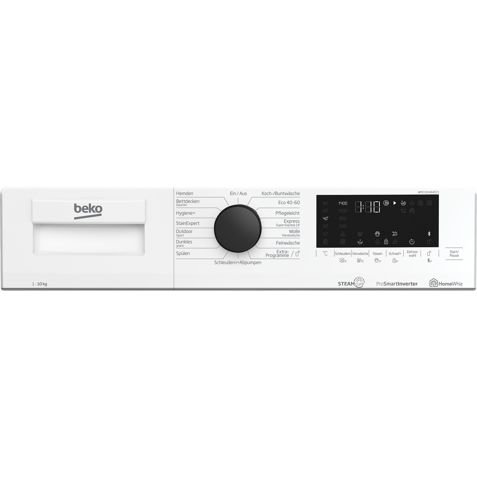 BEKO Waschmaschine WMC101464ST1, 10 kg, 1400 U/min, AddXtra, Dampffunktion, Bluetooth HomeWiz, 15+6 Programme