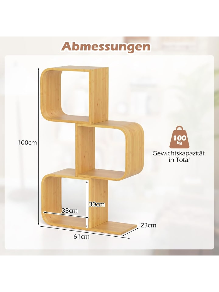 COSTWAY Bücherregal S-förmig 100cm in Hellbraun günstig kaufen onesize