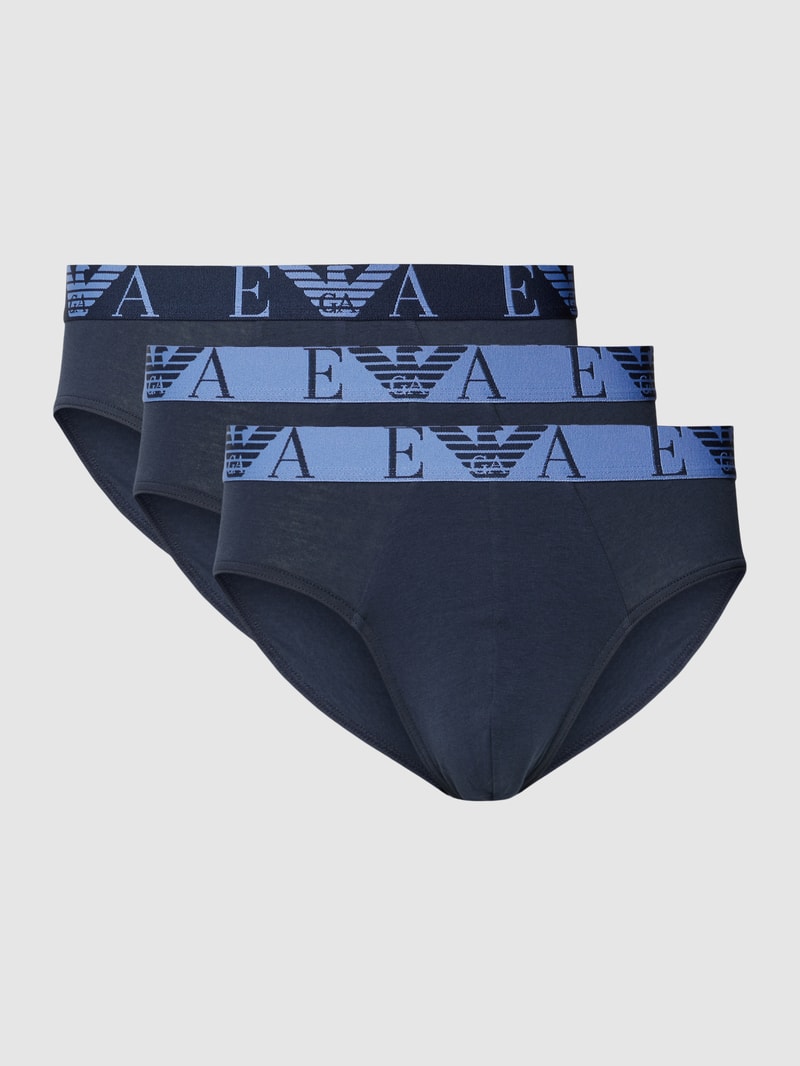 Pants mit elastischem Label-Bund im 3er-Pack in dunkelblau
