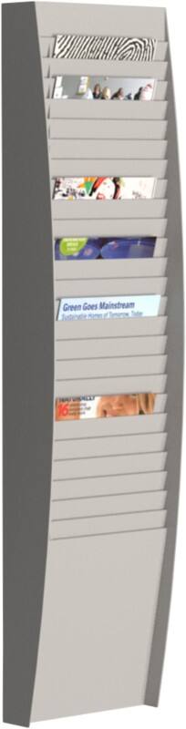 Paperflow DIN A4 Prospektständer Wandmontiert Grau Polystyrol DIN A4 V1X25.02 27,3 (B) x 112 (H) cm