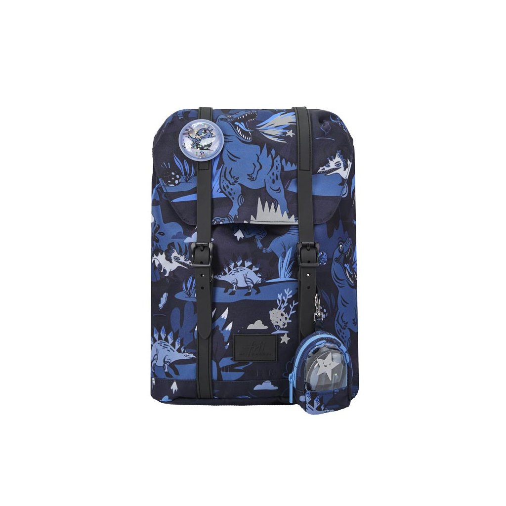 Frii of Norway Ergonomischer Schulrucksack 22L Dinosaur Dark Blue