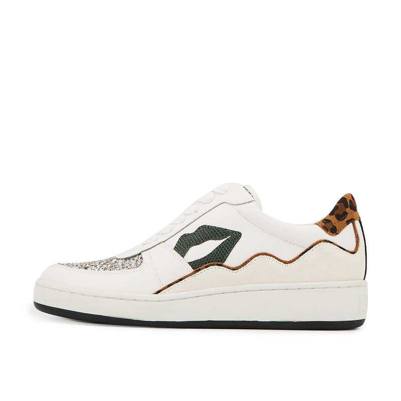 Baskets en cuir Loulou blanc snake léopard glitter