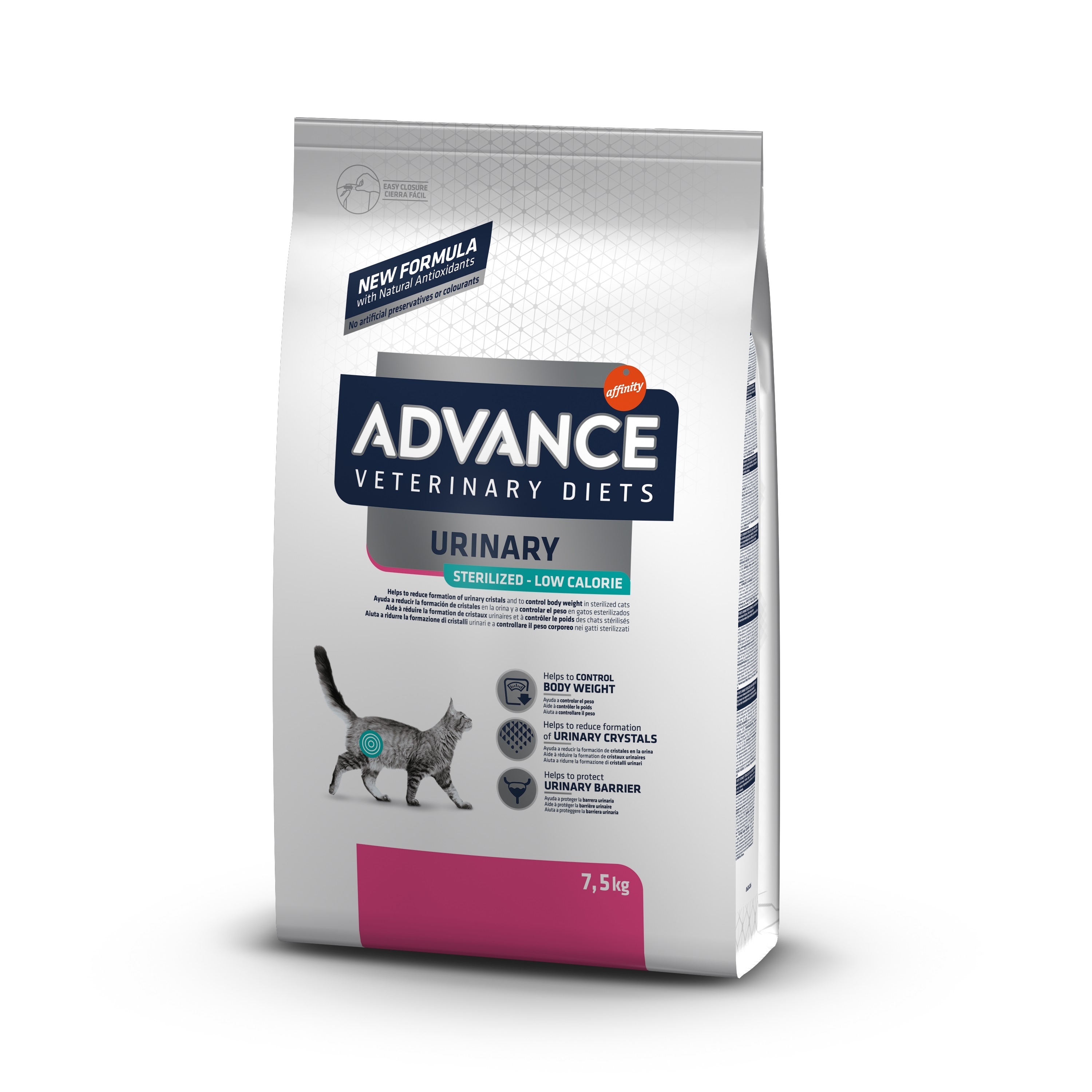 ADVANCE Trockenfutter ADVANCE Affinity Veterinary Diets Urinary Sterilized Low Calorie - Kroketten für sterilisierte Katzen mit Blasenproblemen, 7,5 kg*1