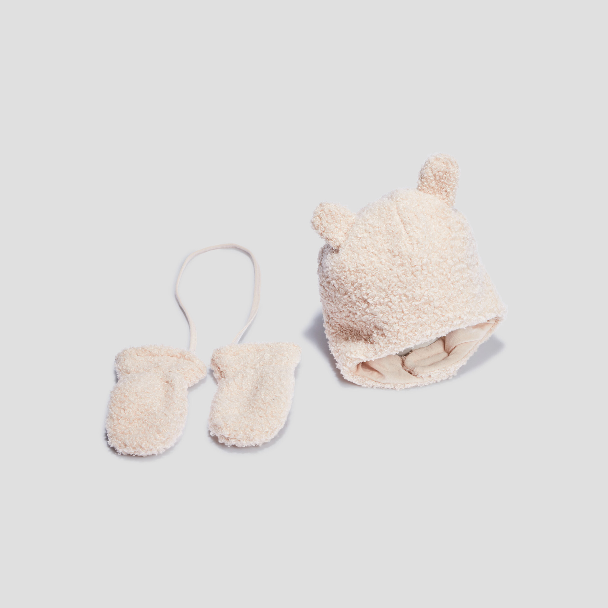 Ensemble bonnet et moufles sable bébé fille | La Halle
