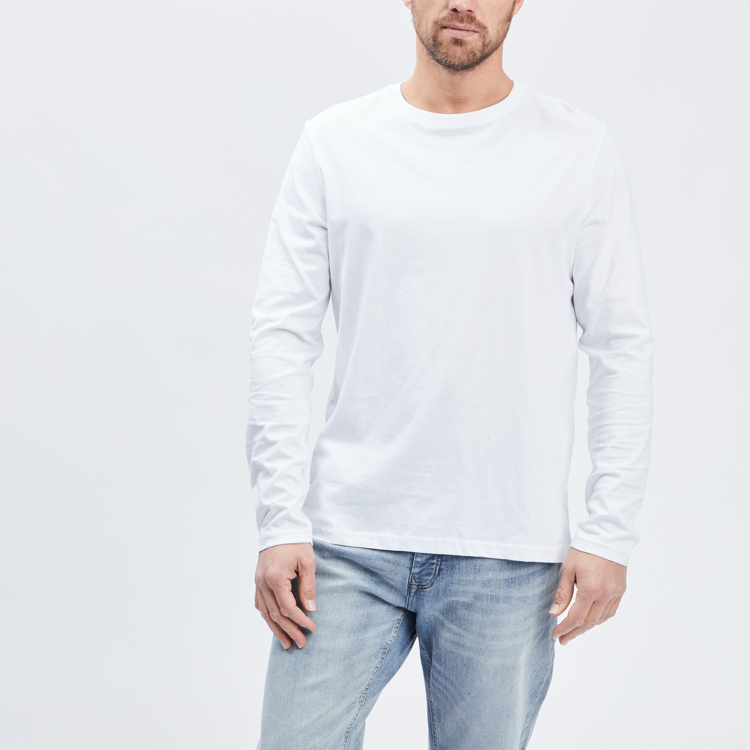 T-shirt manches longues blanc homme | La Halle