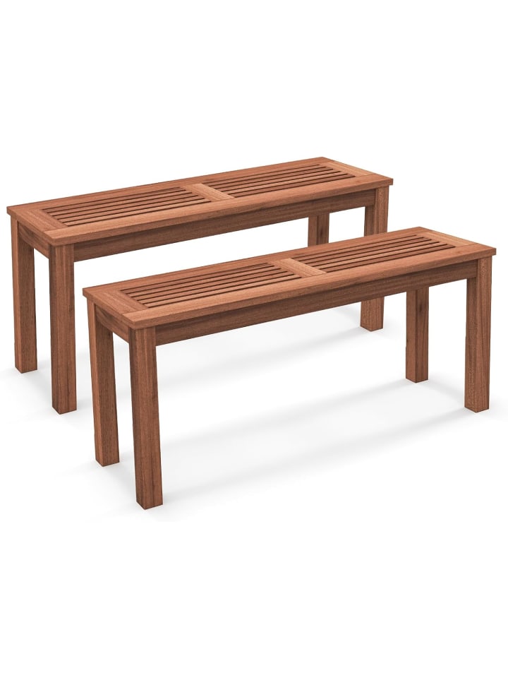 COSTWAY 2er Set Gartenbank 100 x 30,5 x 47 cm in Braun günstig kaufen onesize