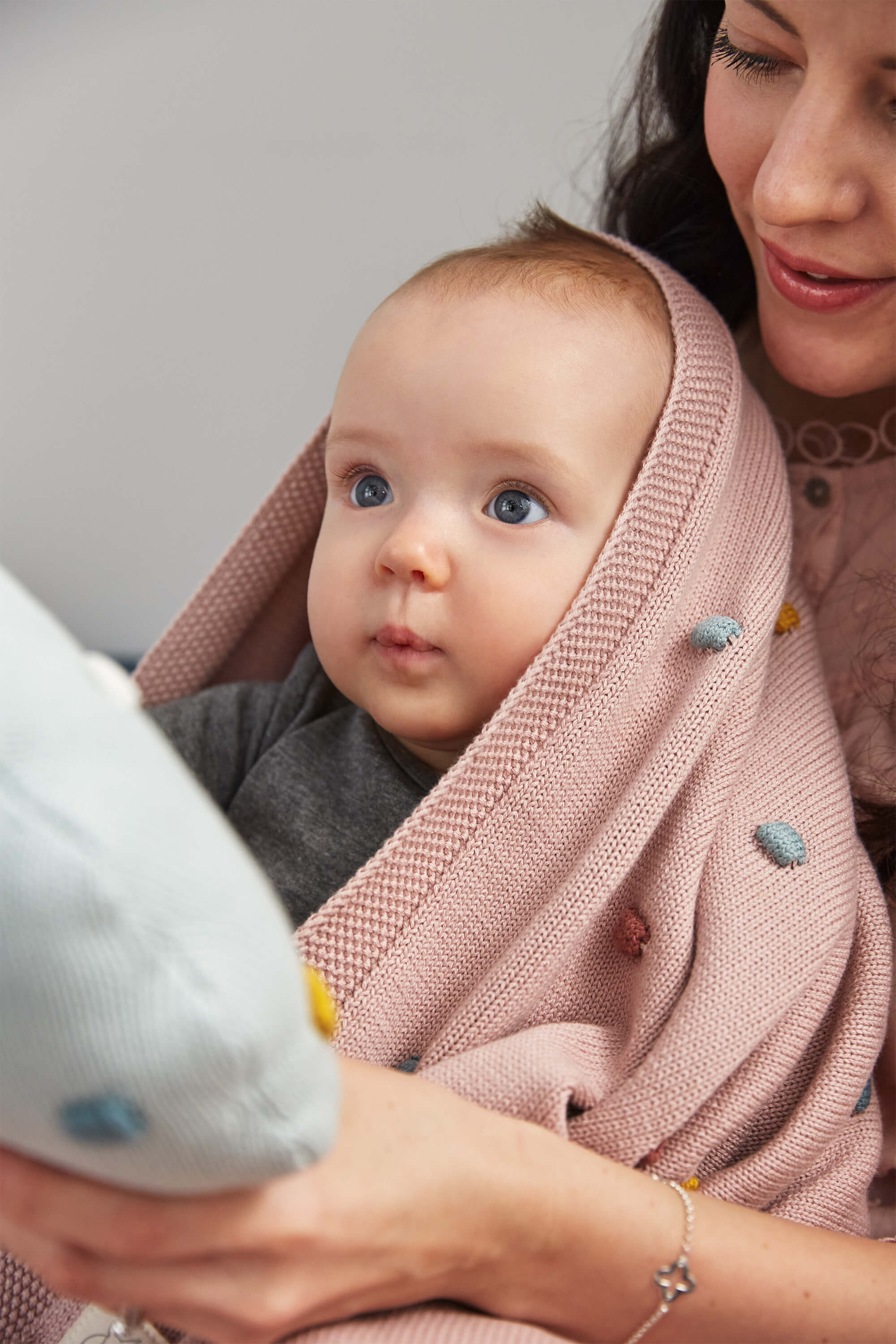 Babydecke - Bio Baumwolle, Dots, Dusky Pink