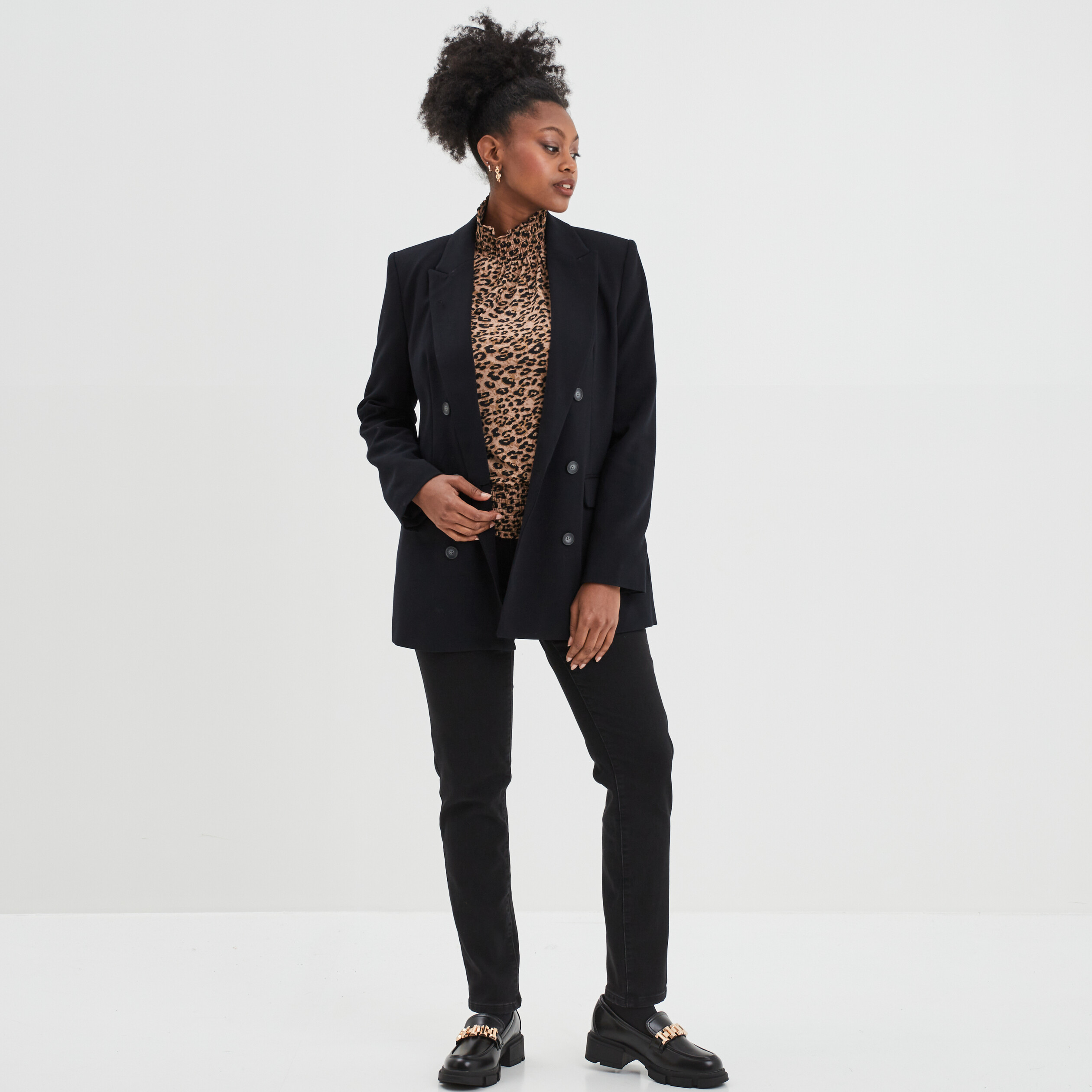 Veste blazer à boutons doublée noir femme | La Halle