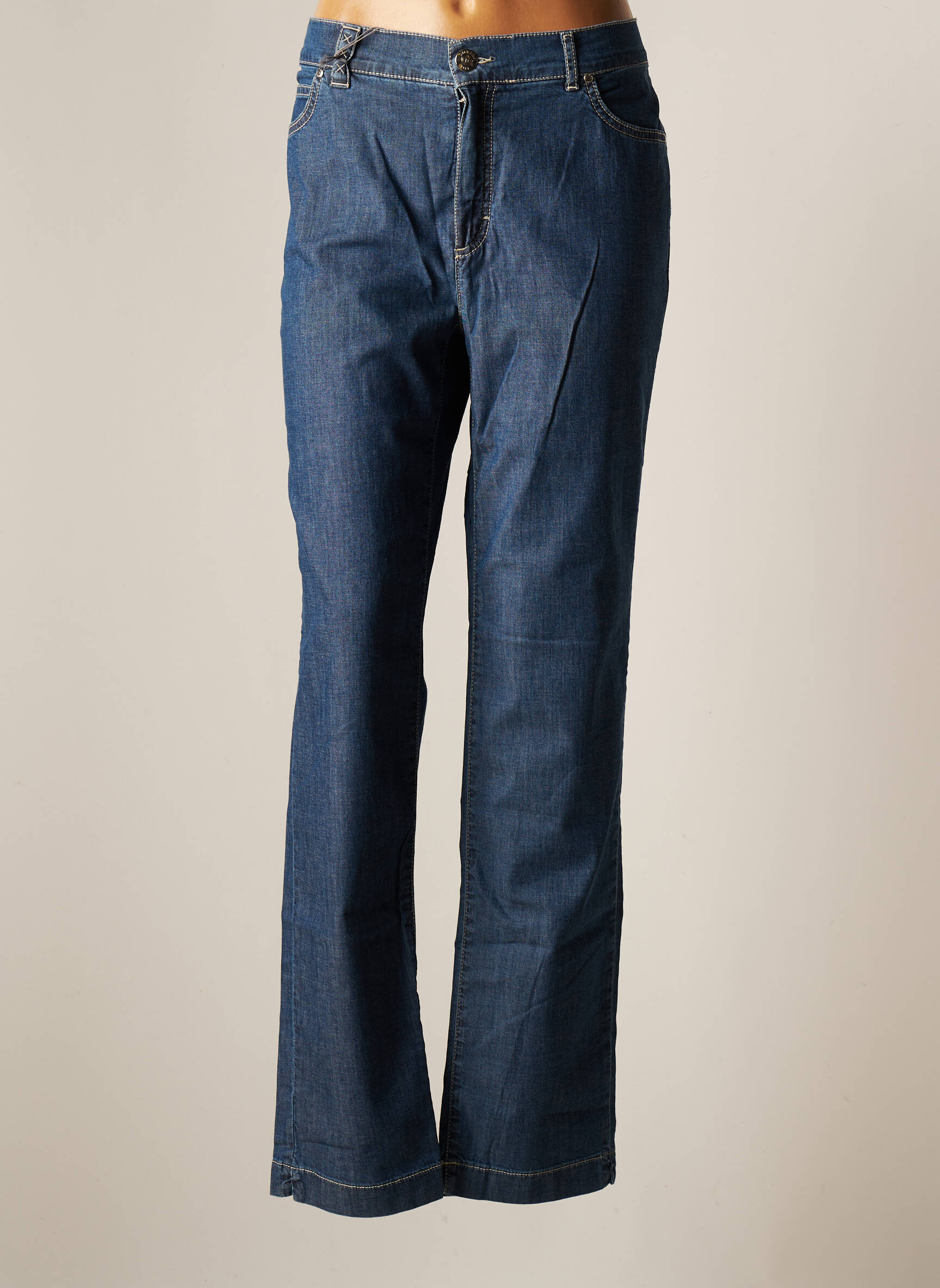 Dismero Jeans Coupe Droite Femme couleur bleu
