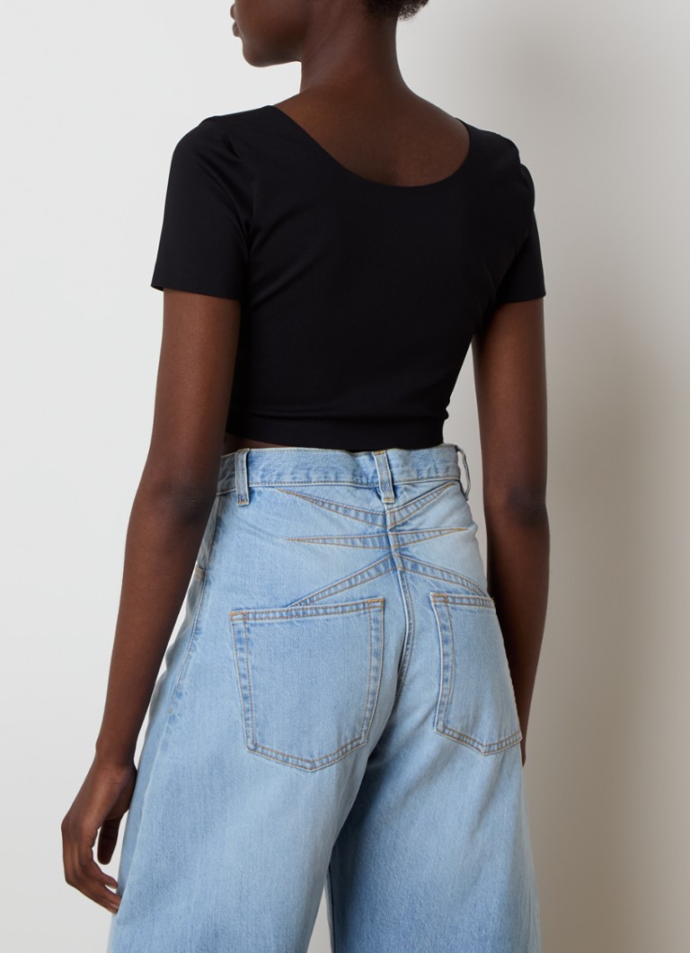 Top scurt modelator Alaïa cu fermoar