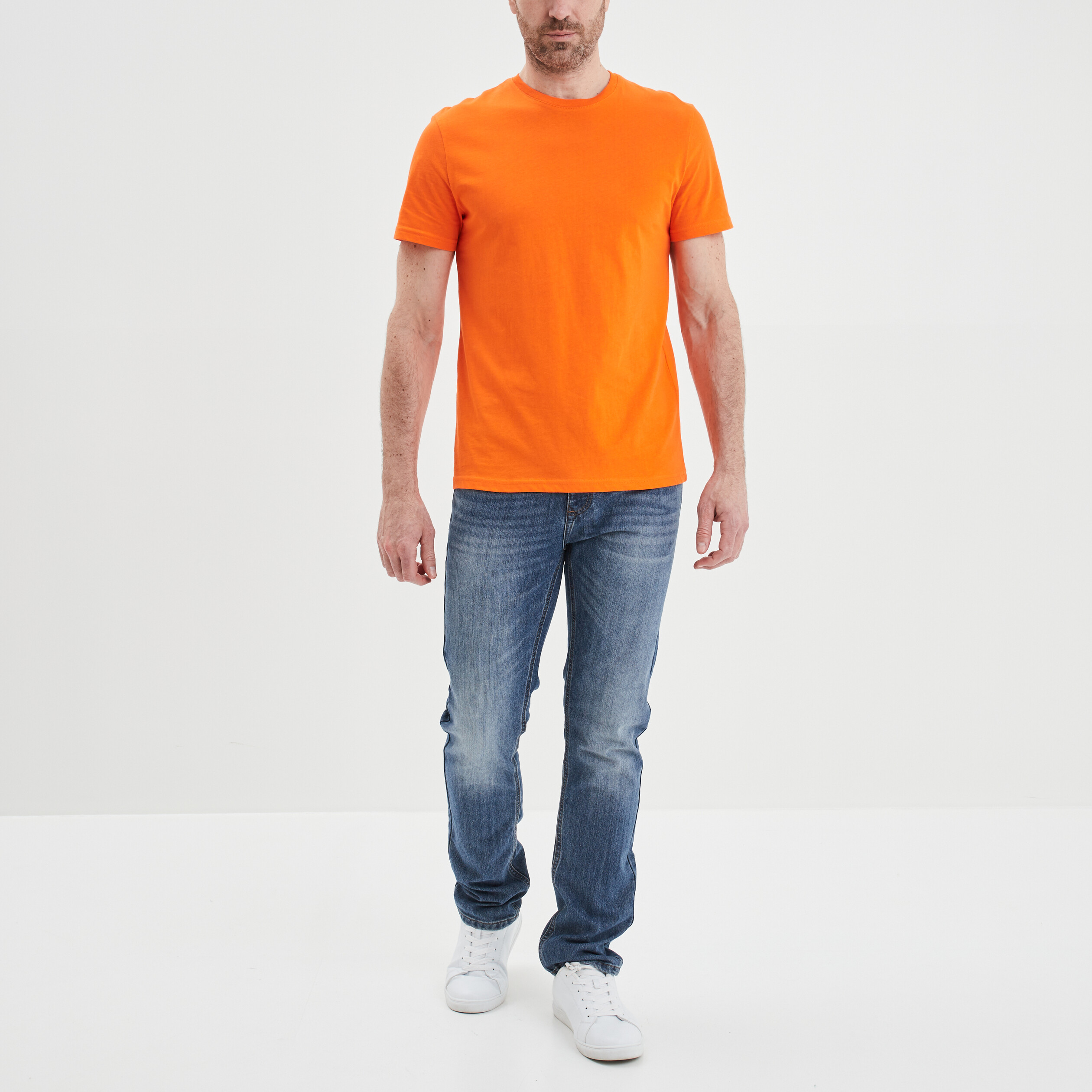 T-shirt en coton manches courtes orange homme | La Halle