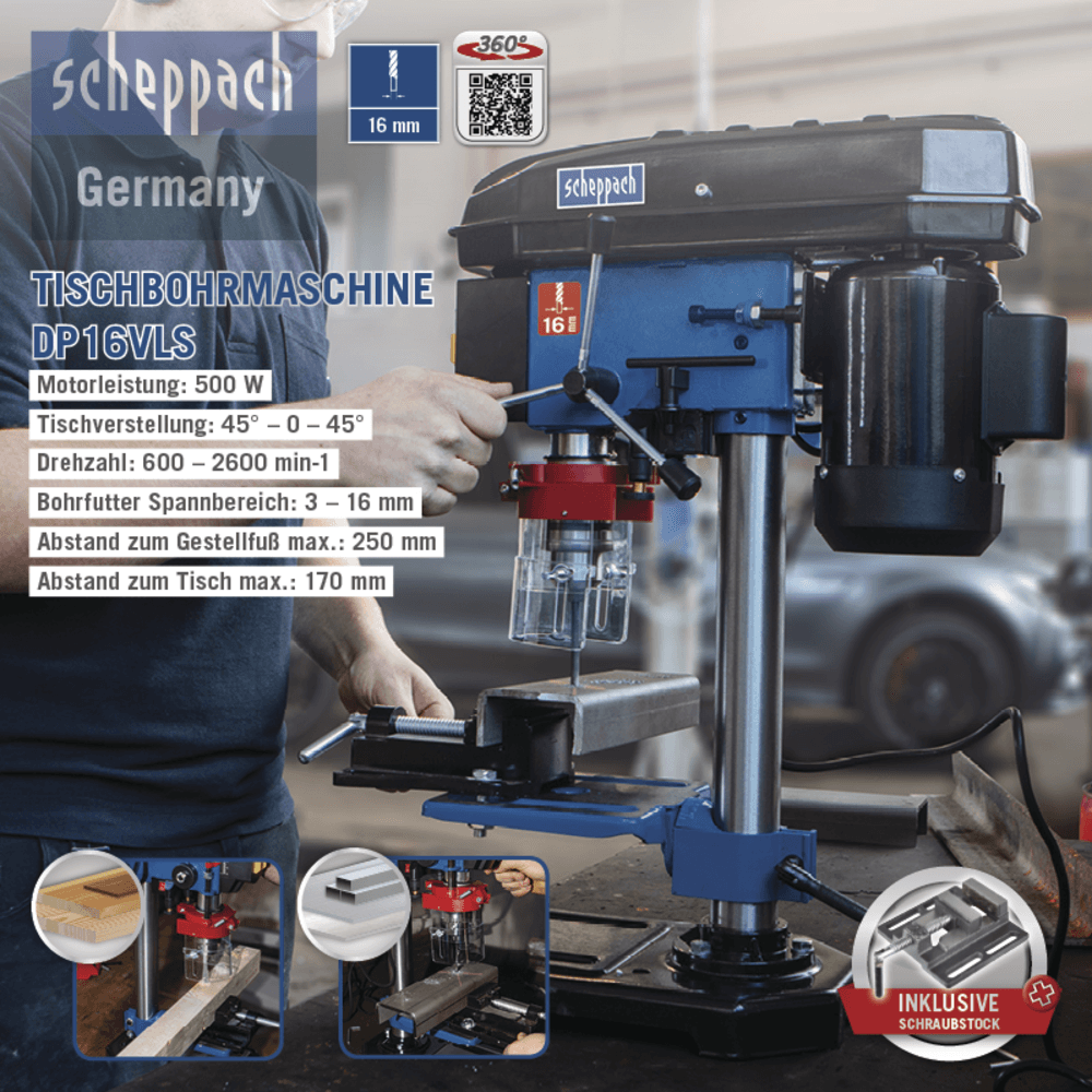 Scheppach Tischbohrmaschine, DP16VLS