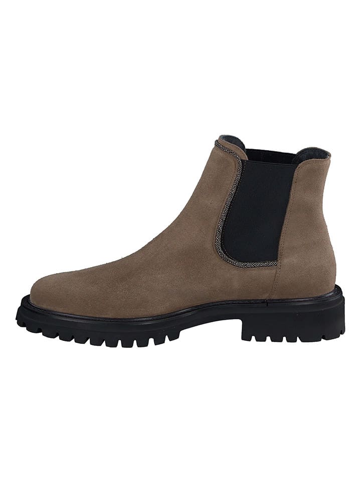 Paul Green Leder-Chelsea-Boots in Braun/ Schwarz günstig kaufen