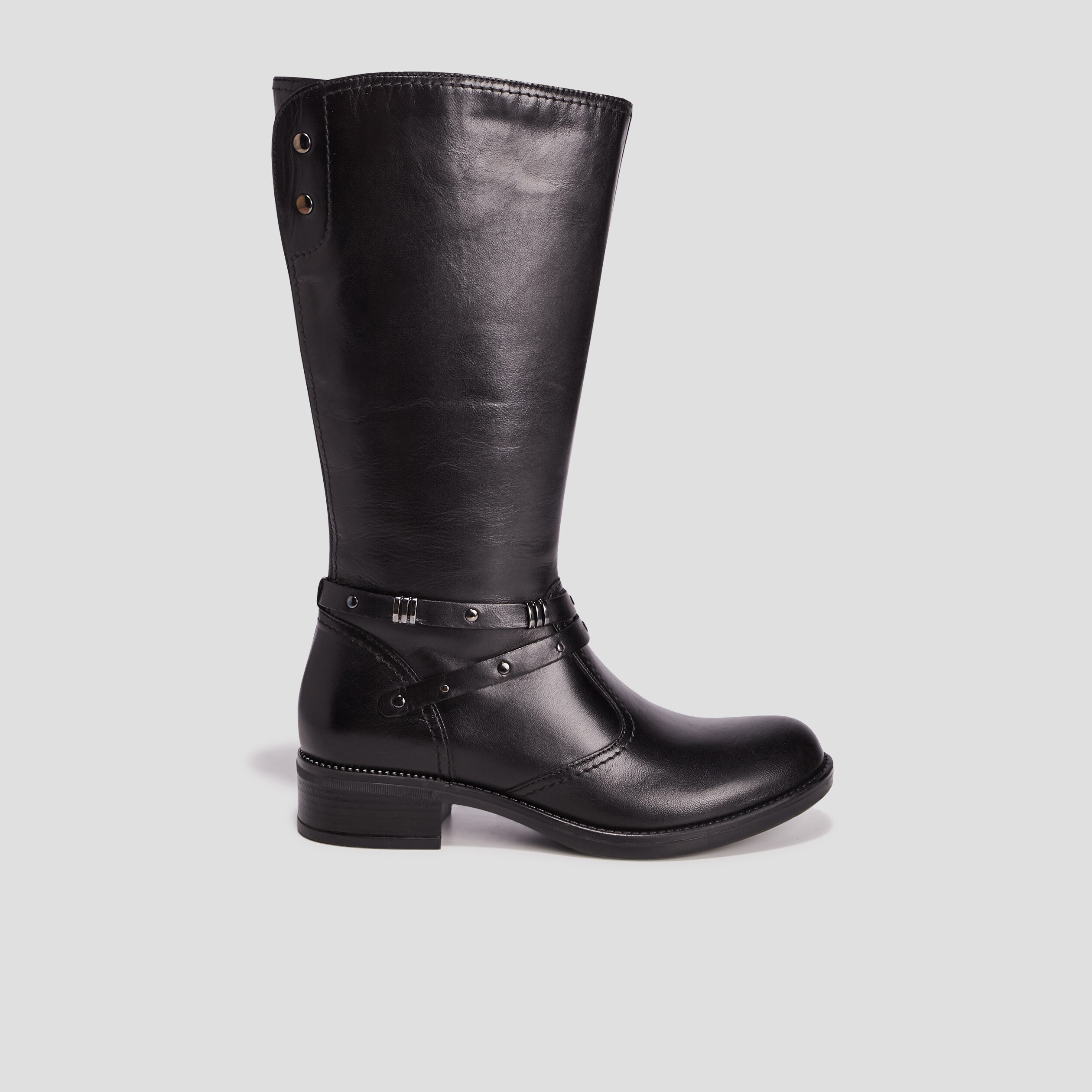 Bottes zippées en cuir noir fille | La Halle